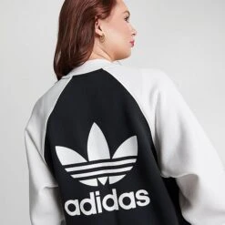 Women's Adidas Adicolor Classics Trefoil College Bomber Jacket Black - IK0435 001 -Fashion General Store IK0435 001 M6