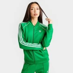 Women's Adidas Originals Adicolor Classic Superstar Track Top Jacket Green - IK4030 360