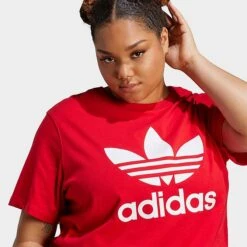 Women's Adidas Originals Adicolor Classics Trefoil T-Shirt (Plus Size) Better Scarlet - IK4042 610 -Fashion General Store IK4042 610 M4