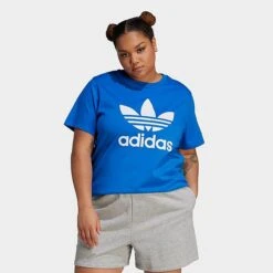 Women's Adidas Originals Adicolor Classics Trefoil T-Shirt (Plus Size) Bluebird - IK4043 430
