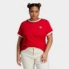 Women's Adidas Originals Adicolor Classics Slim 3-Stripes T-Shirt (Plus Size) Better Scarlet - IL7023 610 -Fashion General Store IL7023 610 M1