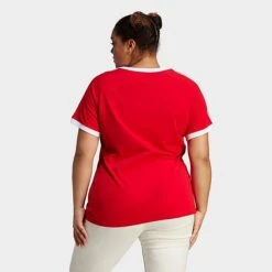 Women's Adidas Originals Adicolor Classics Slim 3-Stripes T-Shirt (Plus Size) Better Scarlet - IL7023 610 -Fashion General Store IL7023 610 M3
