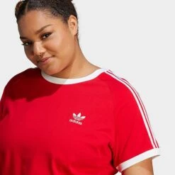 Women's Adidas Originals Adicolor Classics Slim 3-Stripes T-Shirt (Plus Size) Better Scarlet - IL7023 610 -Fashion General Store IL7023 610 M4