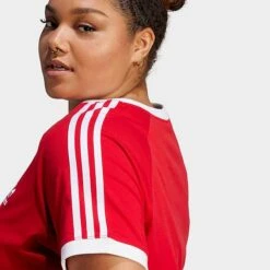Women's Adidas Originals Adicolor Classics Slim 3-Stripes T-Shirt (Plus Size) Better Scarlet - IL7023 610 -Fashion General Store IL7023 610 M5