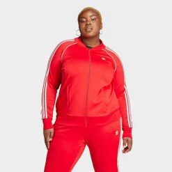 Women's Adidas Adicolor Classics Superstar Track Top (Plus Size) Better Scarlet - IL9049 610
