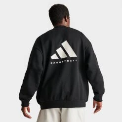 Adidas Basketball One Fleece Crewneck Sweatshirt Black - IN4246 001