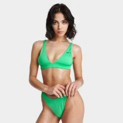 Women's Nike Swim Essential Strappy Bikini Bra Top Electric Algae - NESSC236 380