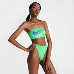 Women's Nike Swim Bandeau Bikini Top Electric Algae - NESSD294 380