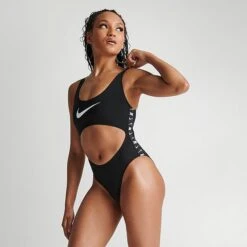 Women's Nike Swim Tape One Piece Swimsuit Black - NESSD296 001 -Fashion General Store NESSD296 001 M3