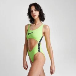 Women's Nike Swim Tape One Piece Swimsuit Volt Yellow - NESSD296 739 -Fashion General Store NESSD296 739 M3