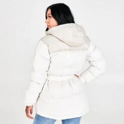 Women's The North Face Nuptse Belted Mid Jacket Gardenia White/Silver Grey Leopard Print - NF0A5GIL 2AS -Fashion General Store NF0A5GIL 2AS M4