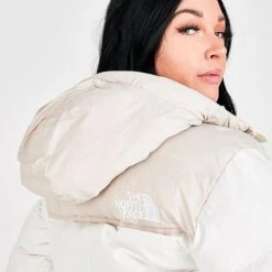 Women's The North Face Nuptse Belted Mid Jacket Gardenia White/Silver Grey Leopard Print - NF0A5GIL 2AS -Fashion General Store NF0A5GIL 2AS M5