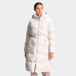Fashion General Store 14 Women's The North Face Nuptse Belted Long Parka Gardenia White/Silver Grey Leopard Print - NF0A5GIMÂ 2AS
