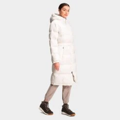 Women's The North Face Nuptse Belted Long Parka Gardenia White/Silver Grey Leopard Print - NF0A5GIM 2AS -Fashion General Store NF0A5GIM 2AS M3