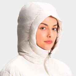 Women's The North Face Nuptse Belted Long Parka Gardenia White/Silver Grey Leopard Print - NF0A5GIM 2AS -Fashion General Store NF0A5GIM 2AS M4