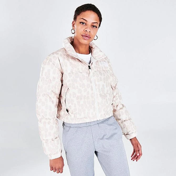 Women's The North Face Cropped Printed Nuptse Short Jacket Silver Grey Leopard Print - NF0A5IXT 2AN 5 Women's The North Face Cropped Printed Nuptse Short Jacket Silver Grey Leopard Print - NF0A5IXT 2AN - Image 3