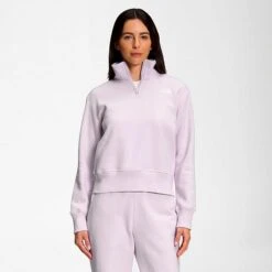 Women's The North Face Standard Quarter-Zip Fleece Top Lavender Fog/TNF White - NF0A7UP2Â 530