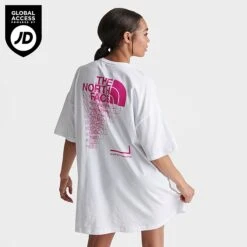 Women's The North Face Dome Logo T-Shirt Dress White/Pink - NF0A84ZQ 100