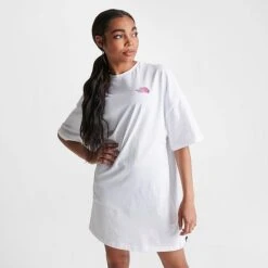 Women's The North Face Dome Logo T-Shirt Dress White/Pink - NF0A84ZQ 100 -Fashion General Store NF0A84ZQ 100 M3