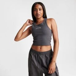 Pink Soda Sport Women's Pink Soda Halle Ribbed Tank Top Forged Iron - PSW11702 040 -Fashion General Store PSW11702 040 M3