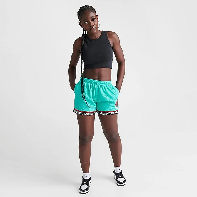 Women's Mitchell & Ness Vancouver Grizzlies 1995-96 Swingman Shorts Teal Blue - REL18067 BLU 4 Women's Mitchell & Ness Vancouver Grizzlies 1995-96 Swingman Shorts Teal Blue - REL18067 BLU - Image 2