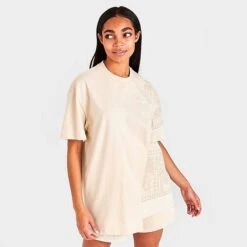 Women's Supply & Demand Paisley Patch Split T-Shirt Beige - SUW16384 250