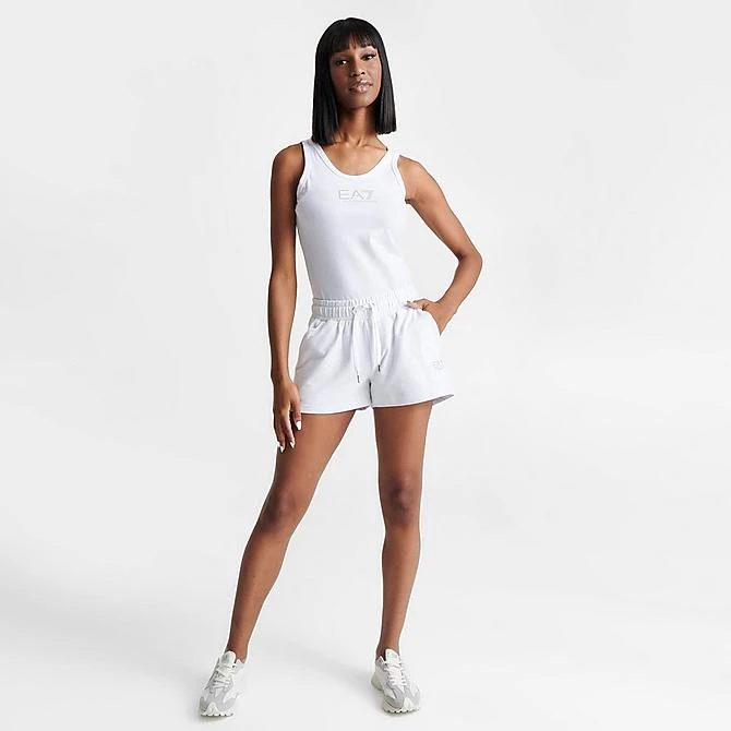 Women's Emporio Armani Cotton Shorts White/Grey - TJCQZ011 104 4 Women's Emporio Armani Cotton Shorts White/Grey - TJCQZ011 104 - Image 2