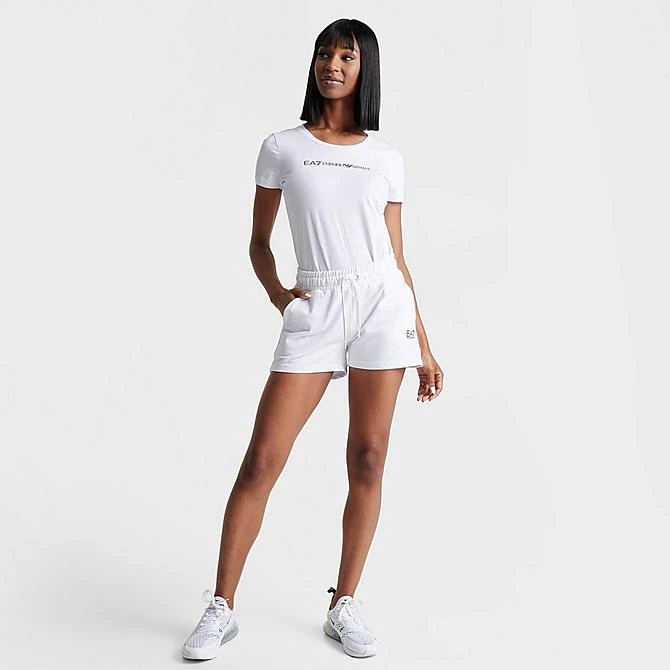 Women's Emporio Armani Cotton Shorts White/Black - TJCQZ012 100 4 Women's Emporio Armani Cotton Shorts White/Black - TJCQZ012 100 - Image 2