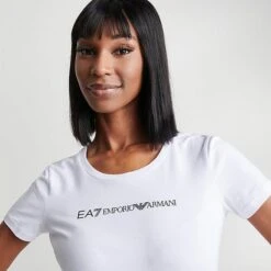 Women's Emporio Armani EA7 Logo Fitted T-Shirt White - TJDLZ110 100 12 Women's Emporio Armani EA7 Logo Fitted T-Shirt White - TJDLZ110 100 -Fashion General Store TJDLZ110 100 M5