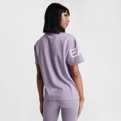 Women's Emporio Armani EA7 Logo Boyfriend T-Shirt Light Purple - TJDLZ134 982 -Fashion General Store TJDLZ134 982 M4