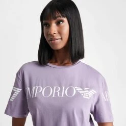 Women's Emporio Armani EA7 Logo Boyfriend T-Shirt Light Purple - TJDLZ134 982 -Fashion General Store TJDLZ134 982 M5