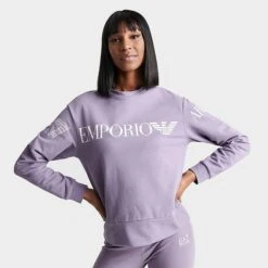 Women's Emporio Armani EA7 Crewneck Sweatshirt Purple - TJQMZ134 982