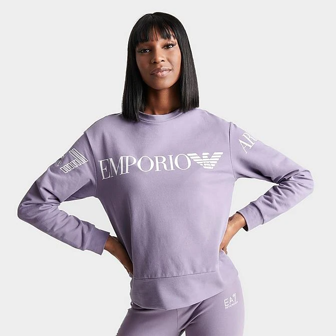 Women's Emporio Armani EA7 Crewneck Sweatshirt Purple - TJQMZ134 982 3 Women's Emporio Armani EA7 Crewneck Sweatshirt Purple - TJQMZ134 982