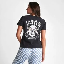 Women's Vans Rainbow Skull T-Shirt Black - VN00077M BLK